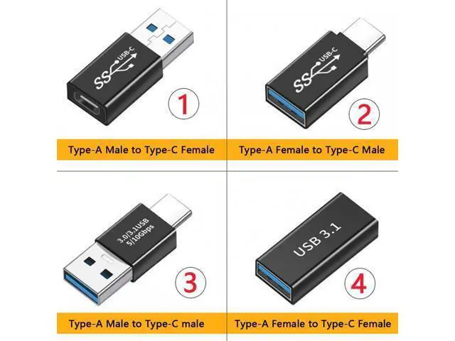 Alt view image 2 of 7 - 4pcs/lot USB 3.1 Type-A Male Female to USB-C Female Power Data 10Gbps Adapter for Laptop Phone