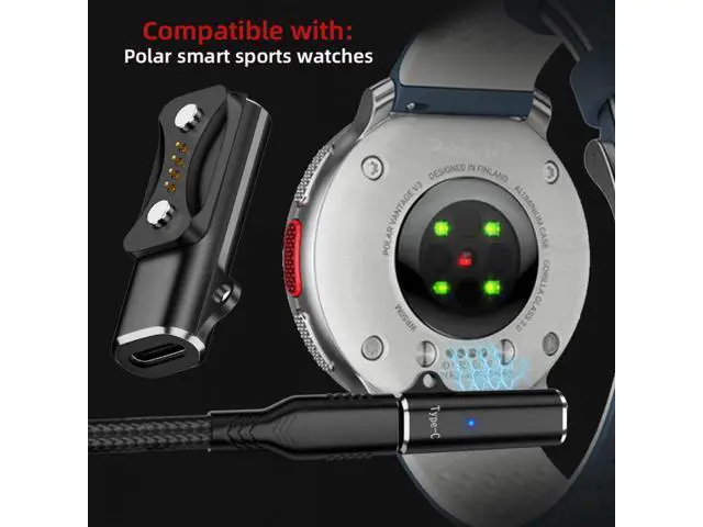Alt view image 2 of 7 - 2pcs/lot Magnetic Smart Watch Charging Adapter USB Type-C to 2-Pin Compatible with Polar Vantage V3 M3 Pacer Pro IGNITE3 Grit X2