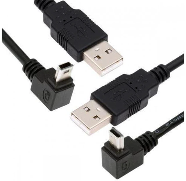 Main image of Cable 2pcs/lot Down & Up Angled Mini USB B Type 5pin Male 90 Degree to USB 2.0 Male Power Data Cable 50cm