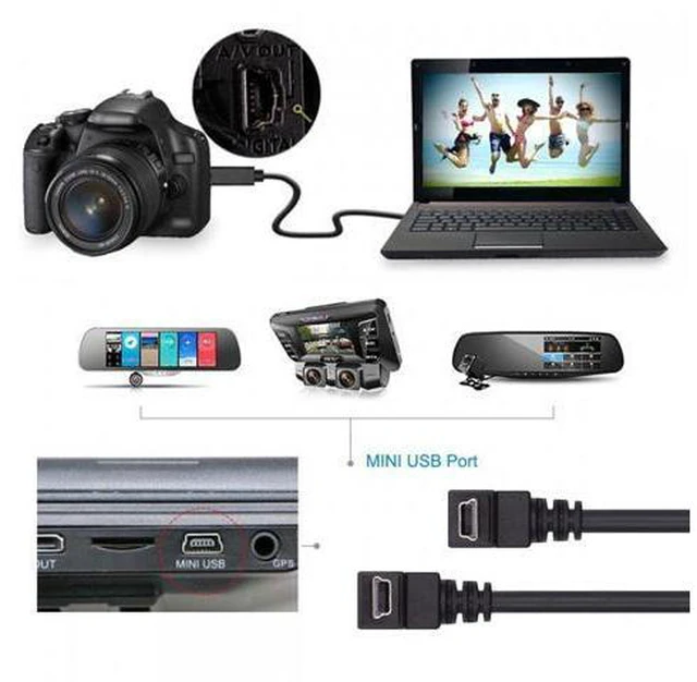 Alt view image 4 of 7 - Cable 2pcs/lot Down & Up Angled Mini USB B Type 5pin Male 90 Degree to USB 2.0 Male Power Data Cable 50cm