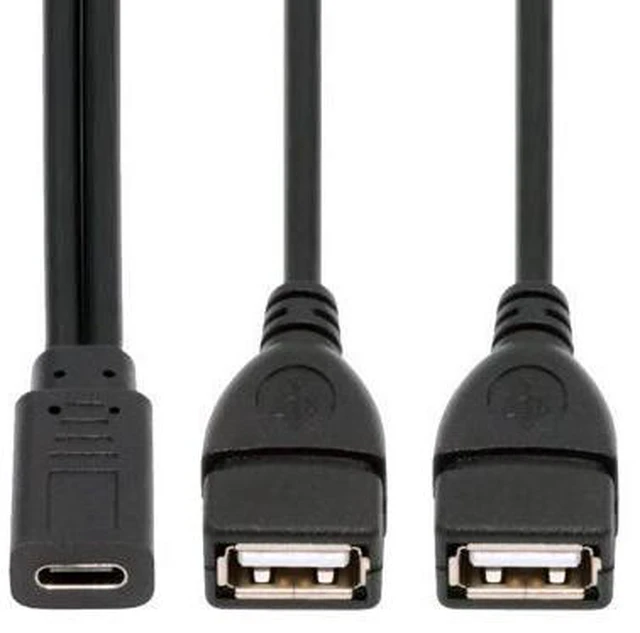Main image of Type-C USB-C Female DC 5V to Dual USB 2.0 Standard Type-A Female Splitter Extension Charge Cable
