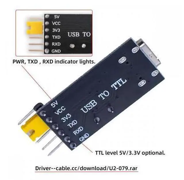Alt view image 4 of 7 - Cable USB-C Type-C Female To TTL Converter UART STC Module Serial Programmer CH340G CH340 3.3V 5V Adapter Replace PL-2303