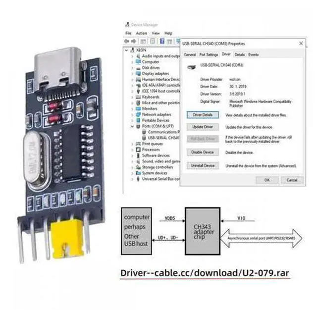 Alt view image 3 of 7 - Cable USB-C Type-C Female To TTL Converter UART STC Module Serial Programmer CH340G CH340 3.3V 5V Adapter Replace PL-2303