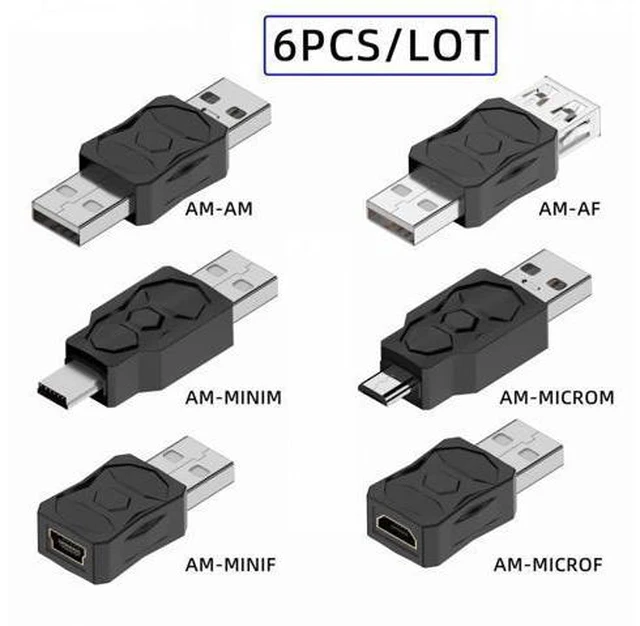 Alt view image 3 of 7 - 6pcs/lot Type-A Micro USB 2.0 Mini USB 5Pin Male to Female Extension Data Power Adapter