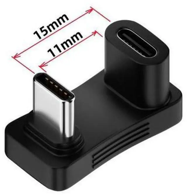 Main image of HKCY 10Gbps USB3.1 Type C Male to Female Power Data Video Adapter Opposite U Shape Back Angled Compatible with Steam Deck Phone Laptop
