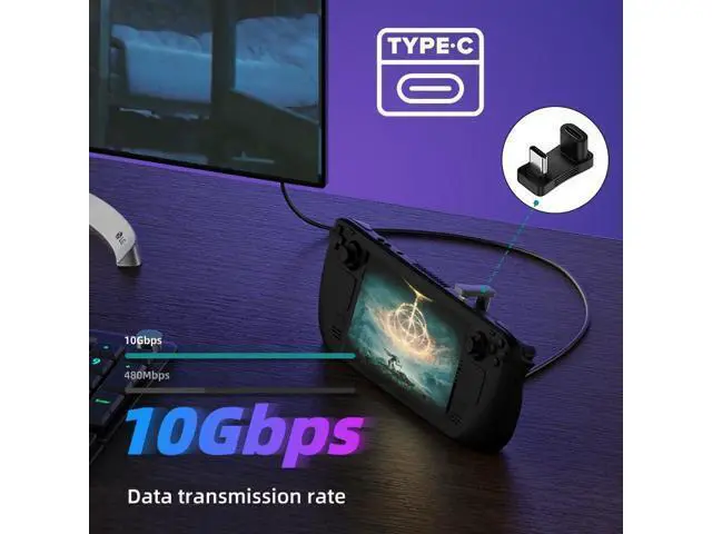 Alt view image 6 of 7 - HKCY 10Gbps USB3.1 Type C Male to Female Power Data Video Adapter Opposite U Shape Back Angled Compatible with Steam Deck Phone Laptop