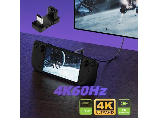 Alt view image 7 of 7 - HKCY 10Gbps USB3.1 Type C Male to Female Power Data Video Adapter Opposite U Shape Back Angled Compatible with Steam Deck Phone Laptop