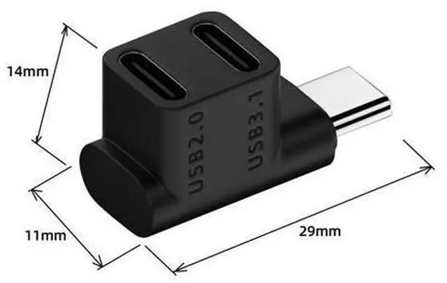 Main image of HKCY 10Gbps USB3.1 Type C Male to Dual Female Power Data Splitter Adapter Up Angled Compatible with Steam Deck Laptop