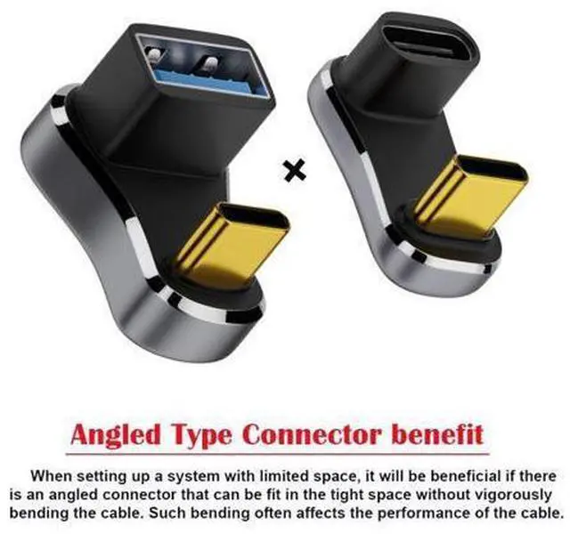 Main image of HKCY USB3.0 Type C Male to Female & OTG Power Data Adapter Opposite U Shape Back Angled Compatible with Steam Deck