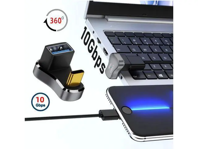 Alt view image 6 of 7 - HKCY USB3.0 Type C Male to Female & OTG Power Data Adapter Opposite U Shape Back Angled Compatible with Steam Deck
