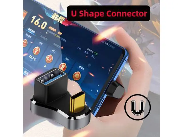 Alt view image 7 of 7 - HKCY USB3.0 Type C Male to Female & OTG Power Data Adapter Opposite U Shape Back Angled Compatible with Steam Deck