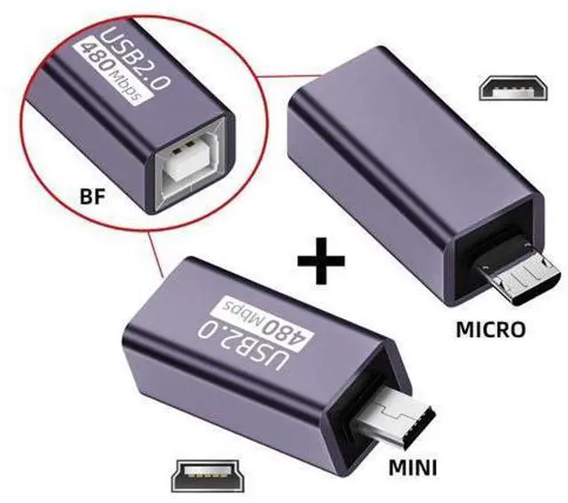 Main image of 2pcs/lot USB 2.0 B Type Female to Mini USB & Micro Male Extension Adapter for Printer Phone Disk