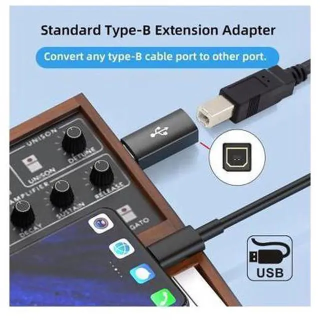 Alt view image 4 of 7 - 2pcs/lot USB 2.0 B Type Female to Mini USB & Micro Male Extension Adapter for Printer Phone Disk