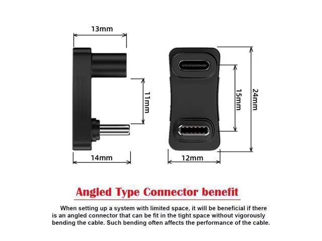 Alt view image 5 of 7 - HKCY 10Gbps USB3.1 Type C Male to Female Power Data Video Adapter Opposite U Shape Back Angled Compatible with Steam Deck Phone Laptop
