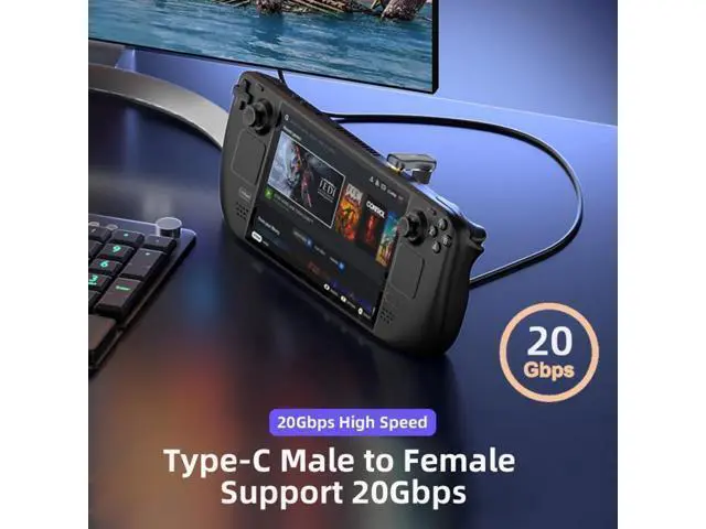 Alt view image 4 of 7 - HKCY USB3.0 Type C Male to Female & OTG Power Data Adapter Opposite U Shape Back Angled Compatible with Steam Deck