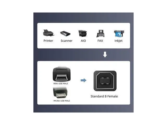 Alt view image 5 of 7 - 2pcs/lot USB 2.0 B Type Female to Mini USB & Micro Male Extension Adapter for Printer Phone Disk