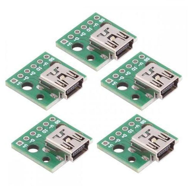 Main image of Cable 5pcs/set DIY OEM USB2.0 Mini-B Female Receptacle Socket Connector Horizontal with PCB Mounting Assembly Solder Type 480Mbps