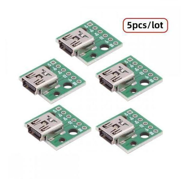 Alt view image 3 of 7 - Cable 5pcs/set DIY OEM USB2.0 Mini-B Female Receptacle Socket Connector Horizontal with PCB Mounting Assembly Solder Type 480Mbps