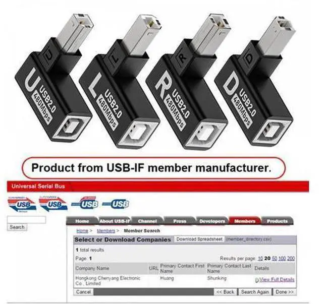 Alt view image 5 of 7 - 4pcs/lot USB 2.0 Type-B Male to Female Extension Adapter Horizontal Vertical Angled 90 Degree for Printer Scanner