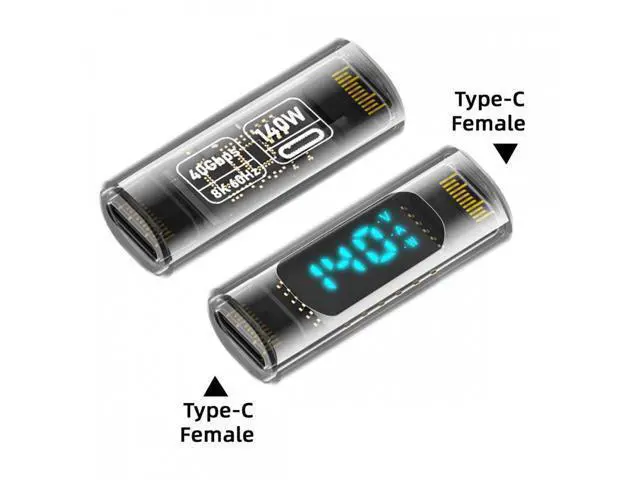 Alt view image 3 of 7 - Type-C Smart LED Display USB-C Female to Female Extension Adapter USB4.0 40Gbps 140W Current Voltage Monitoring Tester Detector