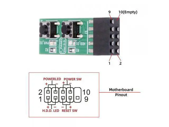 Alt view image 2 of 6 - Reset Power Jumper for Computer Mainboard 10Pin Switching Board Adapter With Button For Maintenance Task