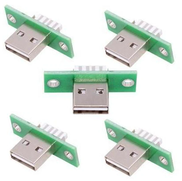 Main image of 5pcs/set DIY OEM USB Type-A Male Plug Connector with Panel Mount Solder Type Reversible Design