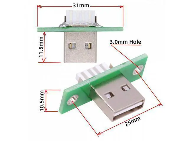 Alt view image 3 of 6 - 5pcs/set DIY OEM USB Type-A Male Plug Connector with Panel Mount Solder Type Reversible Design