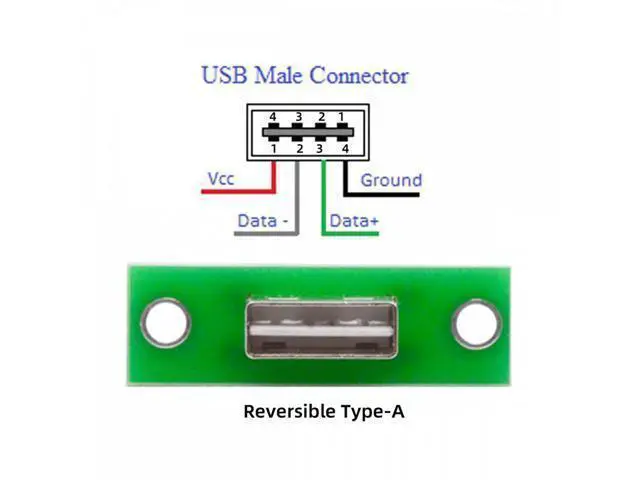 Alt view image 4 of 6 - 5pcs/set DIY OEM USB Type-A Male Plug Connector with Panel Mount Solder Type Reversible Design