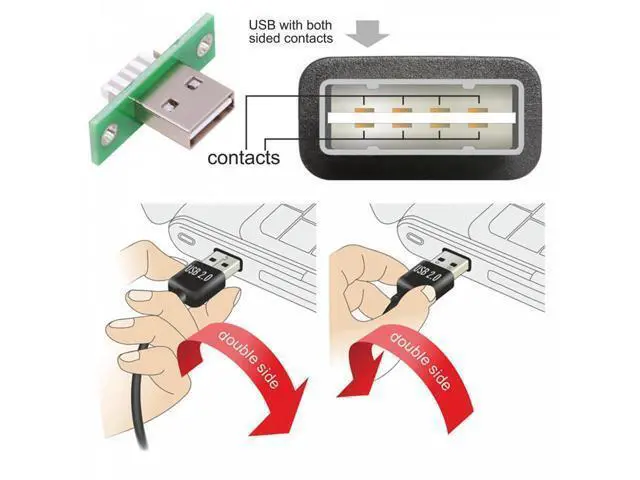 Alt view image 6 of 6 - 5pcs/set DIY OEM USB Type-A Male Plug Connector with Panel Mount Solder Type Reversible Design