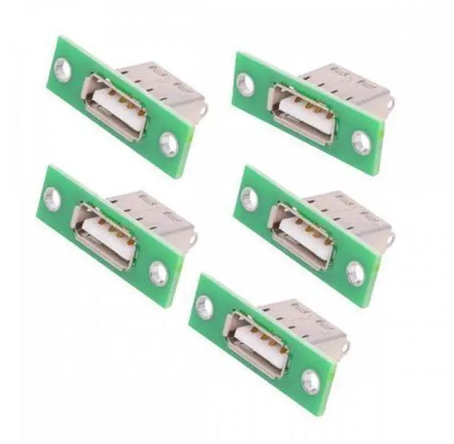 Alt view image 2 of 7 - 5pcs/set DIY OEM USB Type-A Female Socket Connector with Panel Mount Solder Type