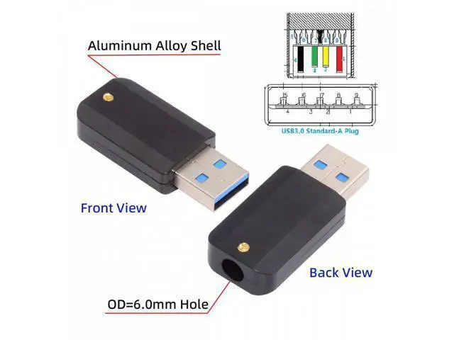 Alt view image 5 of 7 - USB 3.0 Type-A Male Plug Connector Solder Type with Aluminum Alloy Shell Black Customization for 6.0mm Cable