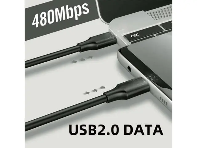 Alt view image 4 of 7 - 200cm White Type-C USB-C Male to Male USB 2.0 Version Data Cable Support PD 65W for Laptop Phone