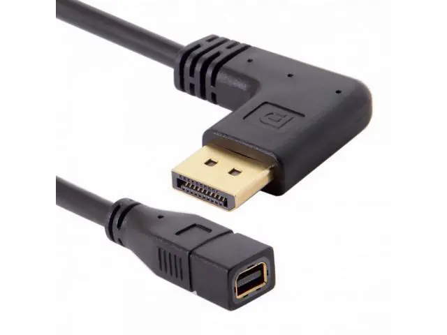 Alt view image 4 of 7 - Right Angled DP DisplayPort 90 Degree to Mini DP DisplayPort Female Cable for Displays Monitors