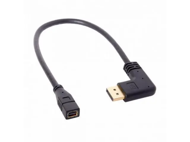 Alt view image 7 of 7 - Right Angled DP DisplayPort 90 Degree to Mini DP DisplayPort Female Cable for Displays Monitors