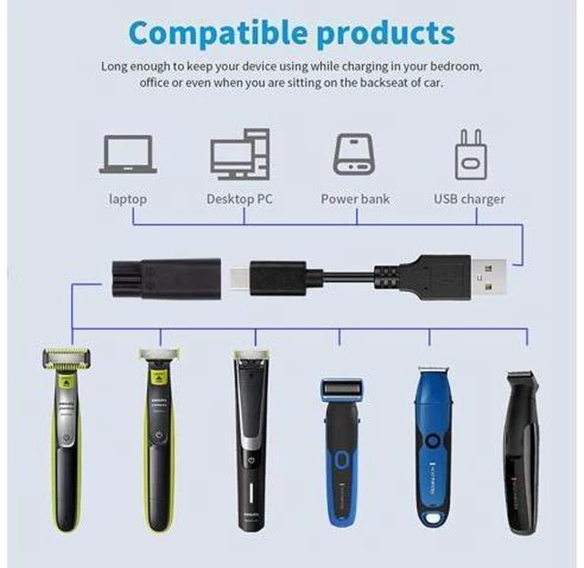 Alt view image 4 of 7 - HKCY 6pcs/set USB-C Female to 2Pin DC 5V Power Charge Adapter for Electric Hair Clipper Beard Trimmers Shavers Beauty Instruments