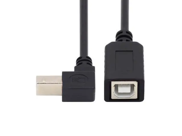 Alt view image 2 of 7 - HKCY USB 2.0 B Type Male to Female Extension Cable Down Angled 90 Degree 20cm for Printer Scanner Disk