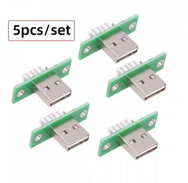 Alt view image 3 of 7 - 5pcs/set DIY OEM USB Type-A Male Plug Connector with Panel Mount Solder Type Reversible Design