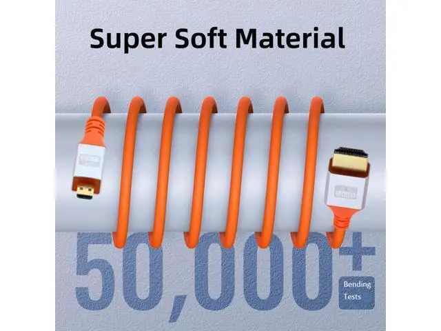 Alt view image 6 of 7 - Micro HDMI 4K to HDMI Ultra Soft High Flex HDTV Cable Hyper Super Flexible Cord High Speed Type-A Male to Male for Computer HDTV (2.0M)