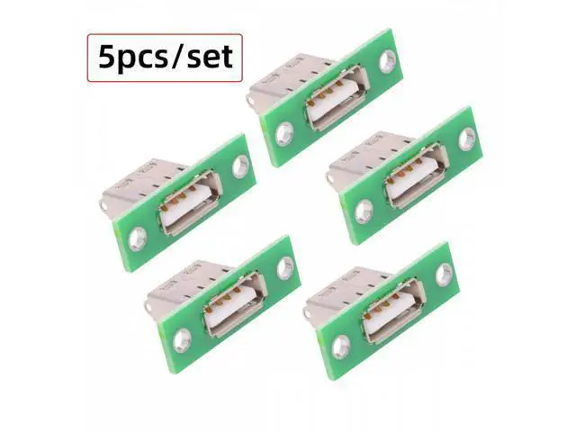 Alt view image 3 of 7 - 5pcs/set DIY OEM USB Type-A Female Socket Connector with Panel Mount Solder Type