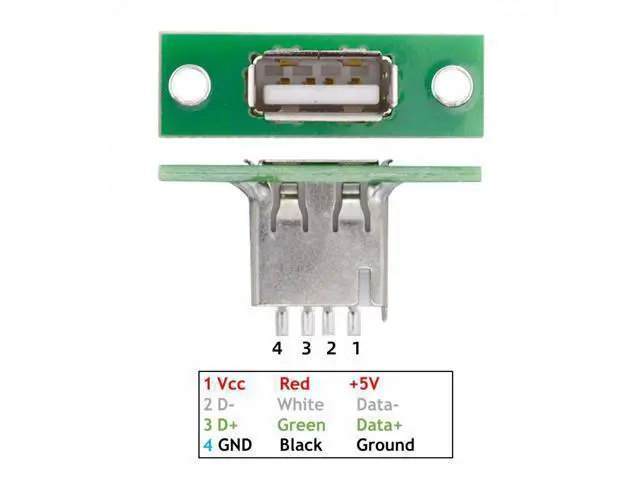 Alt view image 6 of 7 - 5pcs/set DIY OEM USB Type-A Female Socket Connector with Panel Mount Solder Type