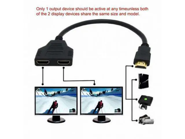 Alt view image 7 of 7 - One HDMI Male to Dual HDMI Female Y Splitter Switch Extension Adapter Cable for FOR PC HDTV Laptop 1080P