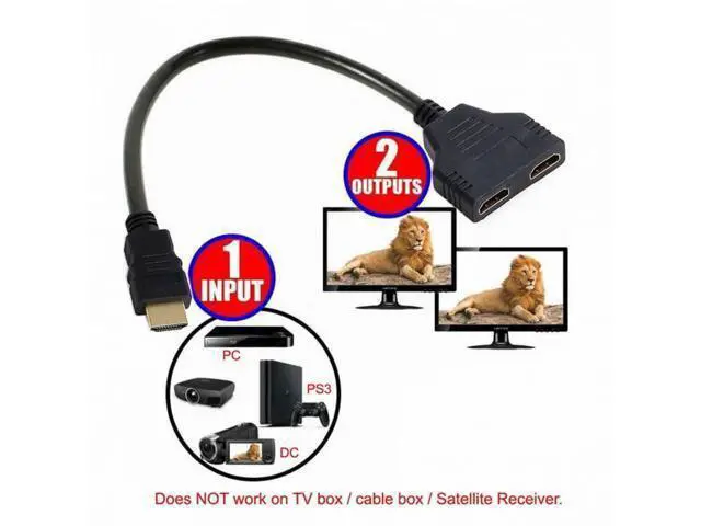 Alt view image 5 of 7 - One HDMI Male to Dual HDMI Female Y Splitter Switch Extension Adapter Cable for FOR PC HDTV Laptop 1080P