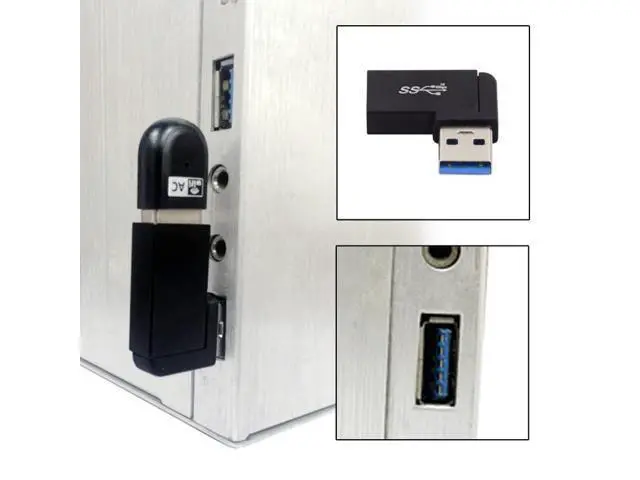 Alt view image 7 of 7 - HKCY 10Gbps USB3.0 Male to Female Extension Power Data Video Adapter 90 Degree Right Angled Type