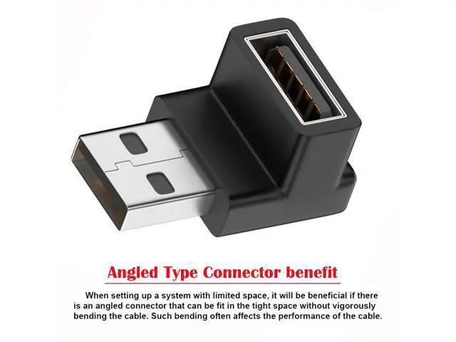 Alt view image 4 of 7 - HKCY 10Gbps USB3.0 Male to Female Extension Power Data Video Adapter 90 Degree Down Angled Type