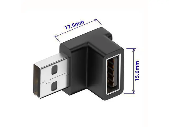 Alt view image 3 of 7 - HKCY 10Gbps USB3.0 Male to Female Extension Power Data Video Adapter 90 Degree Down Angled Type
