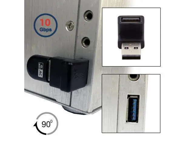 Alt view image 7 of 7 - HKCY 10Gbps USB3.0 Male to Female Extension Power Data Video Adapter 90 Degree Down Angled Type