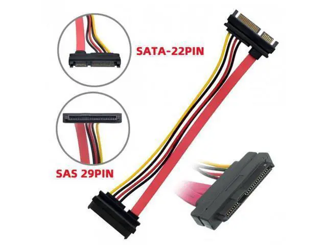 Alt view image 7 of 7 - HKCY SF-008 SFF-8482 SAS 29 Pin to SATA 22Pin Hard Disk Drive Raid Extension Cable with 15 Pin SATA Power Port