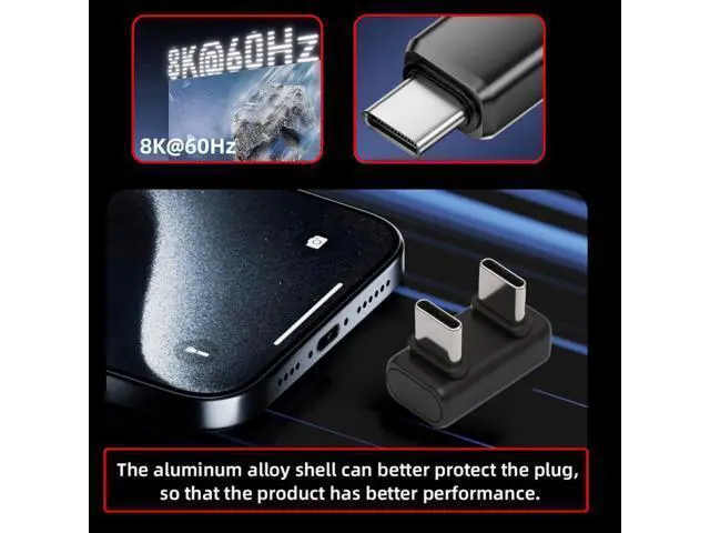 Alt view image 6 of 7 - Cable USB5.0 80Gbps Male to Male Extension Adapter Opposite U Shape Back Angled with 240W 16K 8K 5K Compatible with USB4.0 Thunderbolt3/4/5