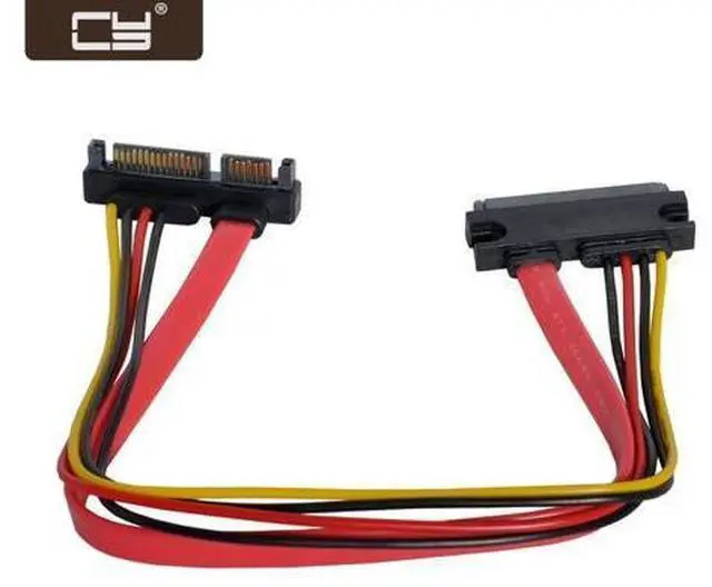 Main image of Down Angled SATA III 3.0 7+15 22 Pin SATA Male to Female Data Power Extension Cable 30cm SA-065-DN