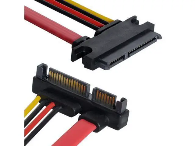 Alt view image 4 of 6 - Down Angled SATA III 3.0 7+15 22 Pin SATA Male to Female Data Power Extension Cable 30cm SA-065-DN